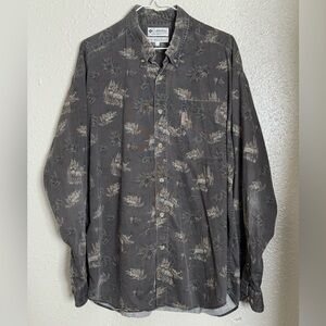 COLUMBIA Men Adult LARGE Long Sleeve Button Down Buck Hunting Cabin Casual Shirt